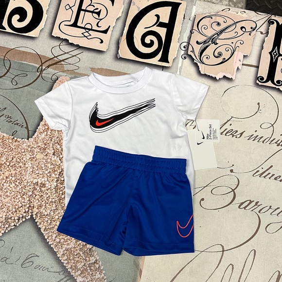 Nike Other - ❣️5|$25❣️Nike Athletic Royal Blue Shorts with White Swoosh Tee Set. 🆕